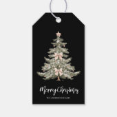 ブラックの水彩クリスマスツリー ギフトタグ (正面)