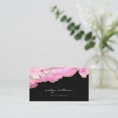 ブラックの水色ピンクの瑪瑙 名刺 (スタンド正面)