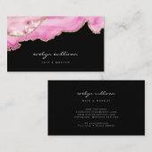 ブラックの水色ピンクの瑪瑙 名刺 (正面/裏面)