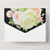 ブラックの水色フローラ結婚ズ オールインワン招待状 (裏面)