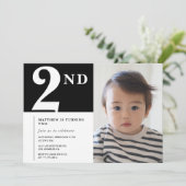 ブラックの男の子2歳の誕生日招待状 フォト 招待状 (スタンド正面)