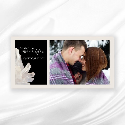 ブラックの白いクリスタル結婚が感謝 サンキューカード