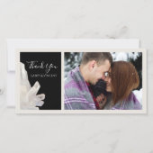 ブラックの白いクリスタル結婚が感謝 サンキューカード (正面)