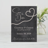 ブラックの真珠のハート結婚 セーブザデート (スタンド正面)