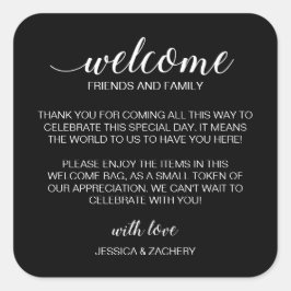 ブラックの結婚ウェルカム抱き枕 スクエアシール