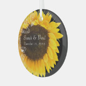 ブラックの結婚クリスマス飾り ガラスオーナメント (正面左)