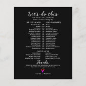 ブラックの結婚ブライダルのタイムラインのイベント順序 (正面)