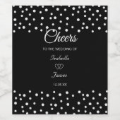 ブラックの結婚式で高級な真珠 ワインラベル (シングルラベル)