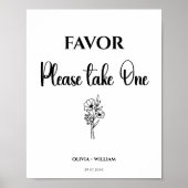 ブラックの結婚式の引出物サイン Please Take One ポスター (正面)