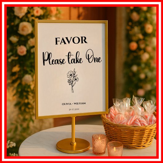 ブラックの結婚式の引出物サイン Please Take One ポスター