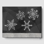 ブラックの結婚式ゲストブックにダイヤモンドの雪の結晶 ゲストブック (裏面)
