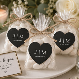 ブラックの結婚式ステッカー(白文字カスタマイズ可能) ハートシール