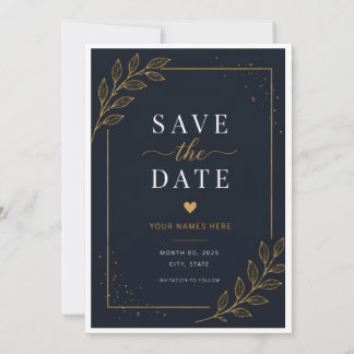 ブラックの結婚式日程カード セーブザデート