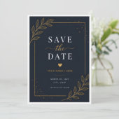 ブラックの結婚式日程カード セーブザデート (スタンド正面)