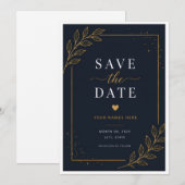 ブラックの結婚式日程カード セーブザデート (正面/裏面)