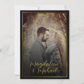 ブラックの結婚式用に | Personal Photo Gold Frame 招待状 (正面)