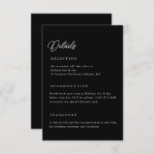 ブラックの結婚詳細Qrコード格納装置カード 招待状 (正面/裏面)