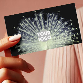 ブラックの美しい孔雀のフォトロゴ 名刺