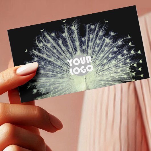 ブラックの美しい孔雀のフォトロゴ 名刺