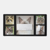 ブラックの背景にエレガントなカスタムの猫の写真 デスクマット (キーボード&マウス)