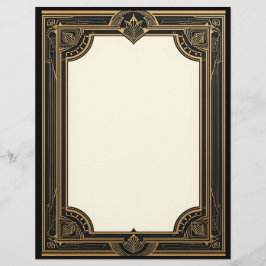 ブラックの背景にゴールドのクラシックアートデコ レターヘッド