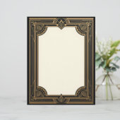 ブラックの背景にゴールドのクラシックアートデコ レターヘッド (スタンド正面)