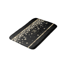 ブラックの背景にゴールドダイヤモンドジュエリーのモノグラム バスマット
