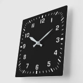 ブラックの背景にホワイトのスクエア数字時計 スクエア壁時計 (傾斜)