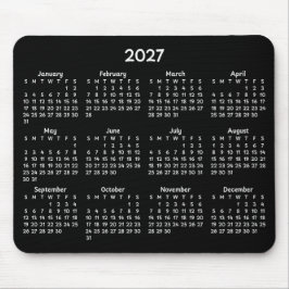 ブラックの背景にホワイトのファンタジーカレンダー2027 マウスパッド
