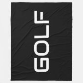 ブラックの背景にホワイトのGOLFモダンテキスト フリースブランケット (正面)