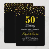 ブラックの背景に映える50歳・60歳・70歳の誕生日 招待状 (正面/裏面)