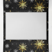 ブラックの背景に金のクリスマスの雪の結晶 三つ折り招待状 (内部中)