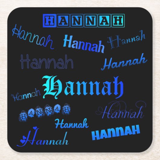 ブラックの色合い – ハンナ スクエアペーパーコースター (正面)