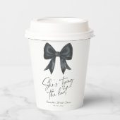 ブラックの蝶ネクタイ 彼女の結婚式 結婚前のお祝い 紙コップ (正面)