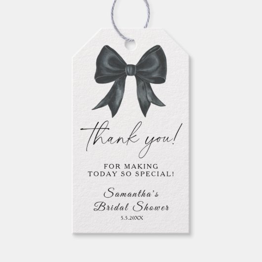 ブラックの蝶ネクタイ　結婚おめでとう　ブライダル　サンキュー ギフトタグ (正面)