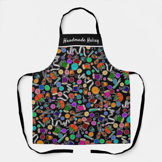 ブラックの裁縫供給を2回切断 エプロン (正面)