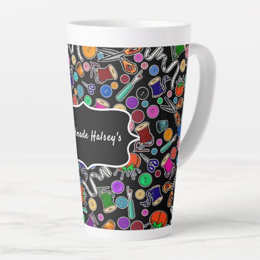 ブラックの裁縫供給を2回切断 カフェラテマグ (右アングル)