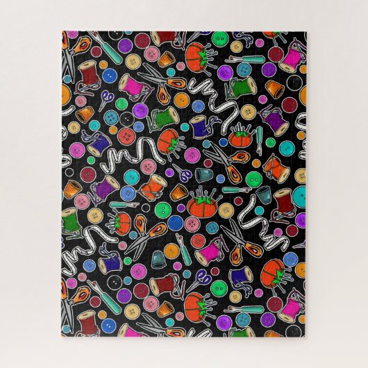 ブラックの裁縫供給を2回切断 ジグソーパズル (縦)