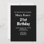 ブラックの誕生日にお祝いのメッセージと写真がプリントされたゴールドの星 招待状 (裏面)