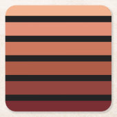 ブラックの赤ストライプ色の色合い スクエアペーパーコースター (正面)