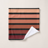 ブラックの赤ストライプ色の色合い バスタオルセット (ウォッシュタオル)