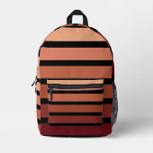 ブラックの赤ストライプ色の色合い プリントバックパック (正面)