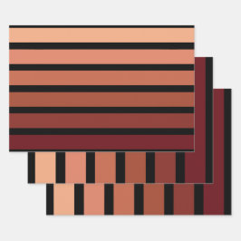 ブラックの赤ストライプ色の色合い ラッピングペーパーシート