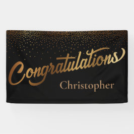 ブラックの金ゴールド紙吹雪おめでとう 横断幕