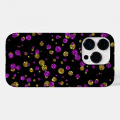 ブラックの電話ケース上のピンクと金ゴールドのグリッター紙吹雪 Case-Mate iPhoneケース (裏面 (横))