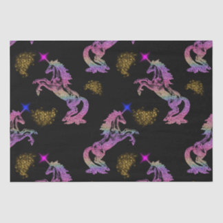 ブラックの魔術的な虹のユニコーン 薄葉紙