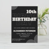 ブラックの10歳の誕生日招待状 パーティーボーイ 招待状 (スタンド正面)