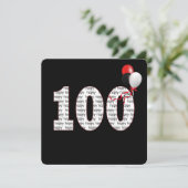ブラックの100歳の誕生日おめでとう招待状 招待状 (スタンド正面)