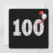 ブラックの100歳の誕生日おめでとう招待状 招待状 (正面)
