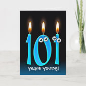 ブラックの101歳の誕生日のキャンドル カード (正面)
